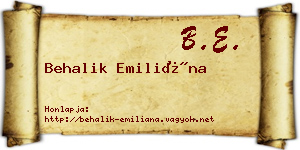 Behalik Emiliána névjegykártya